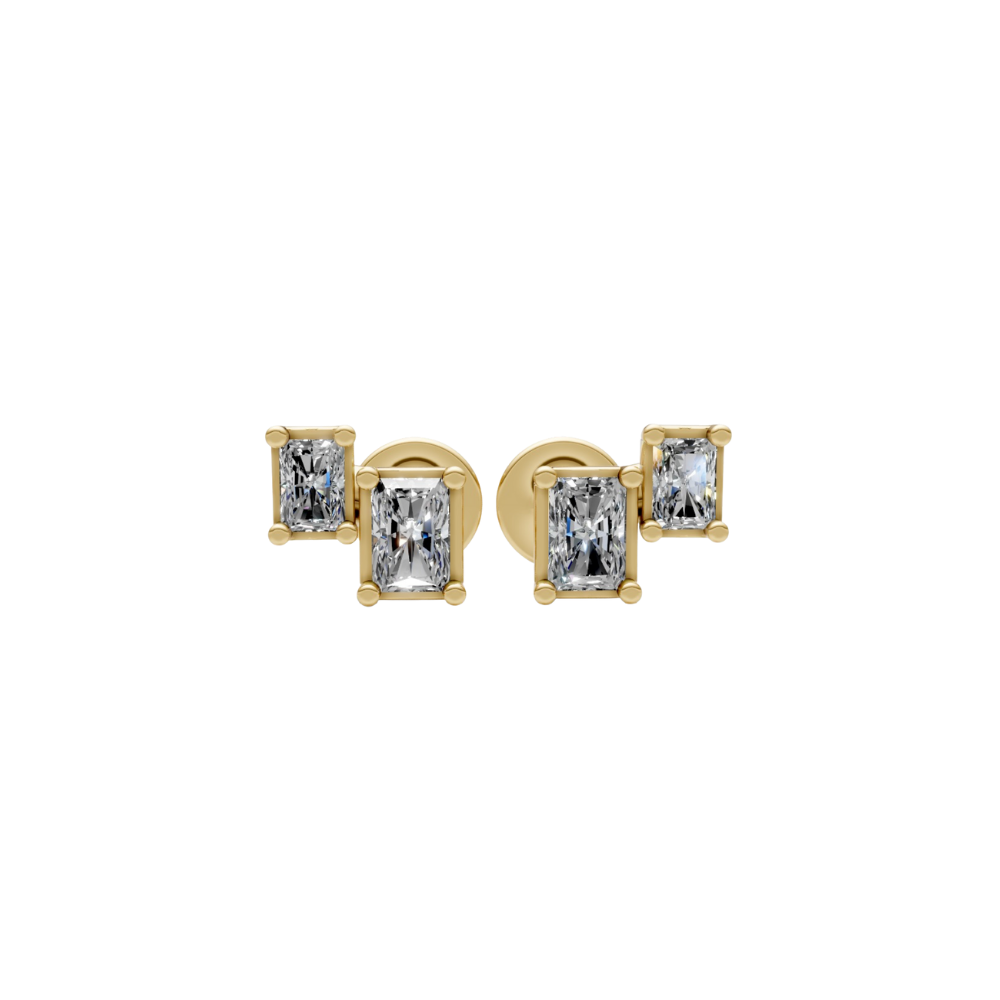 Double Emerald-Cut Diamond Studs – Henri Noël