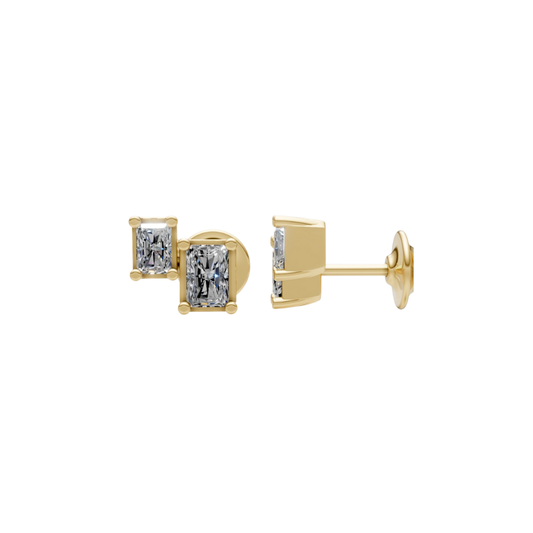 Double Emerald-Cut Diamond Studs – Henri Noël