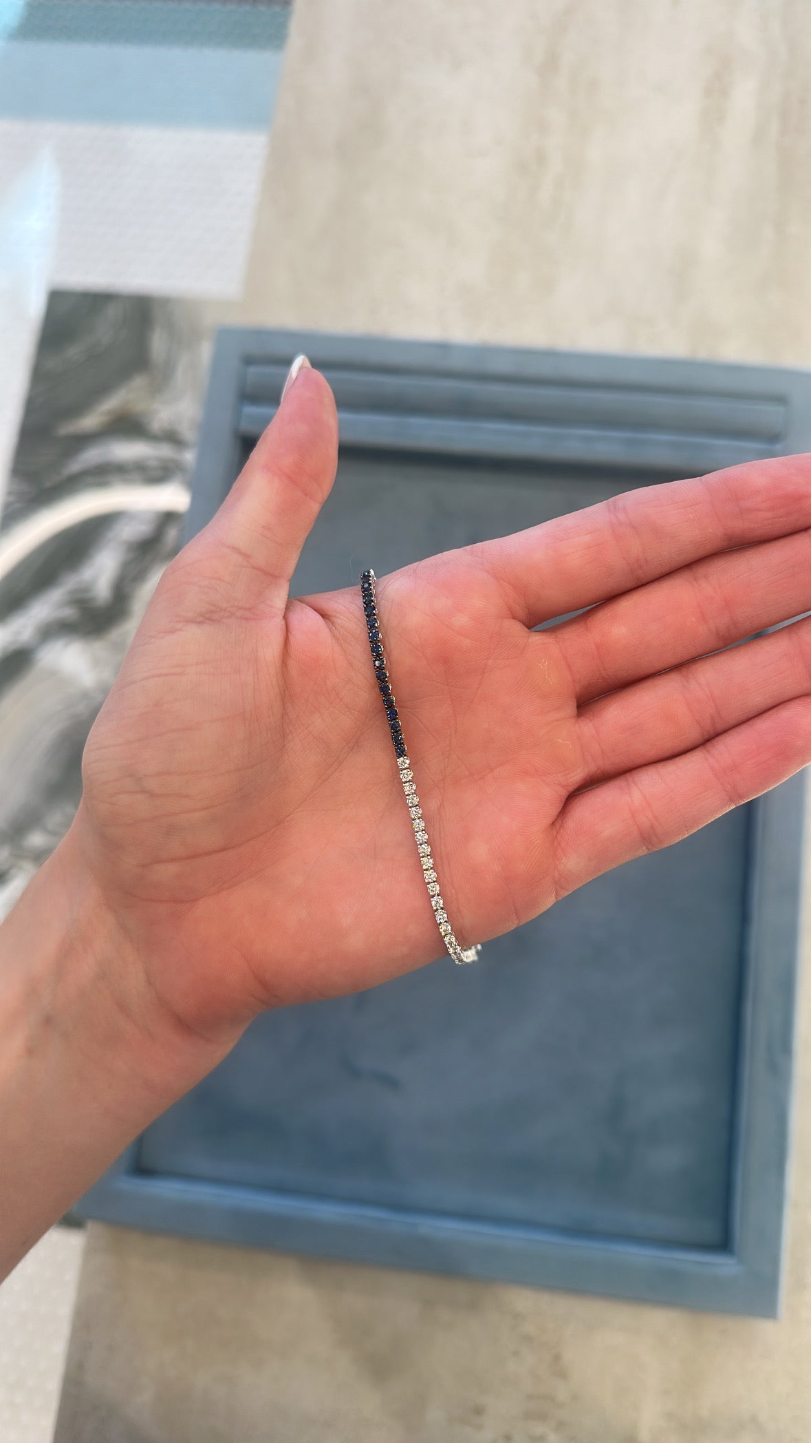 Half Sapphire Half Diamond Tennis Bracelet