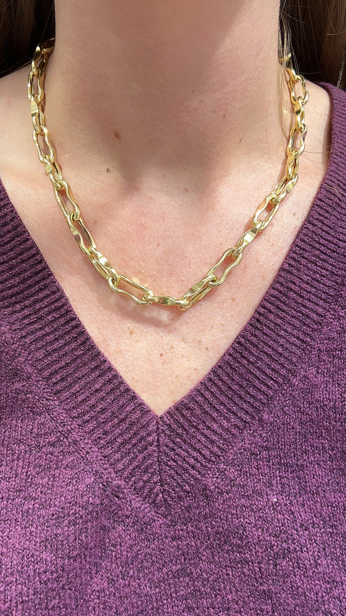 14K Curved Paperclip Chain Necklace