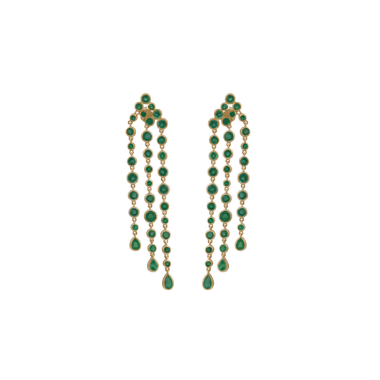 Bezel Emerald Chandelier Earrings