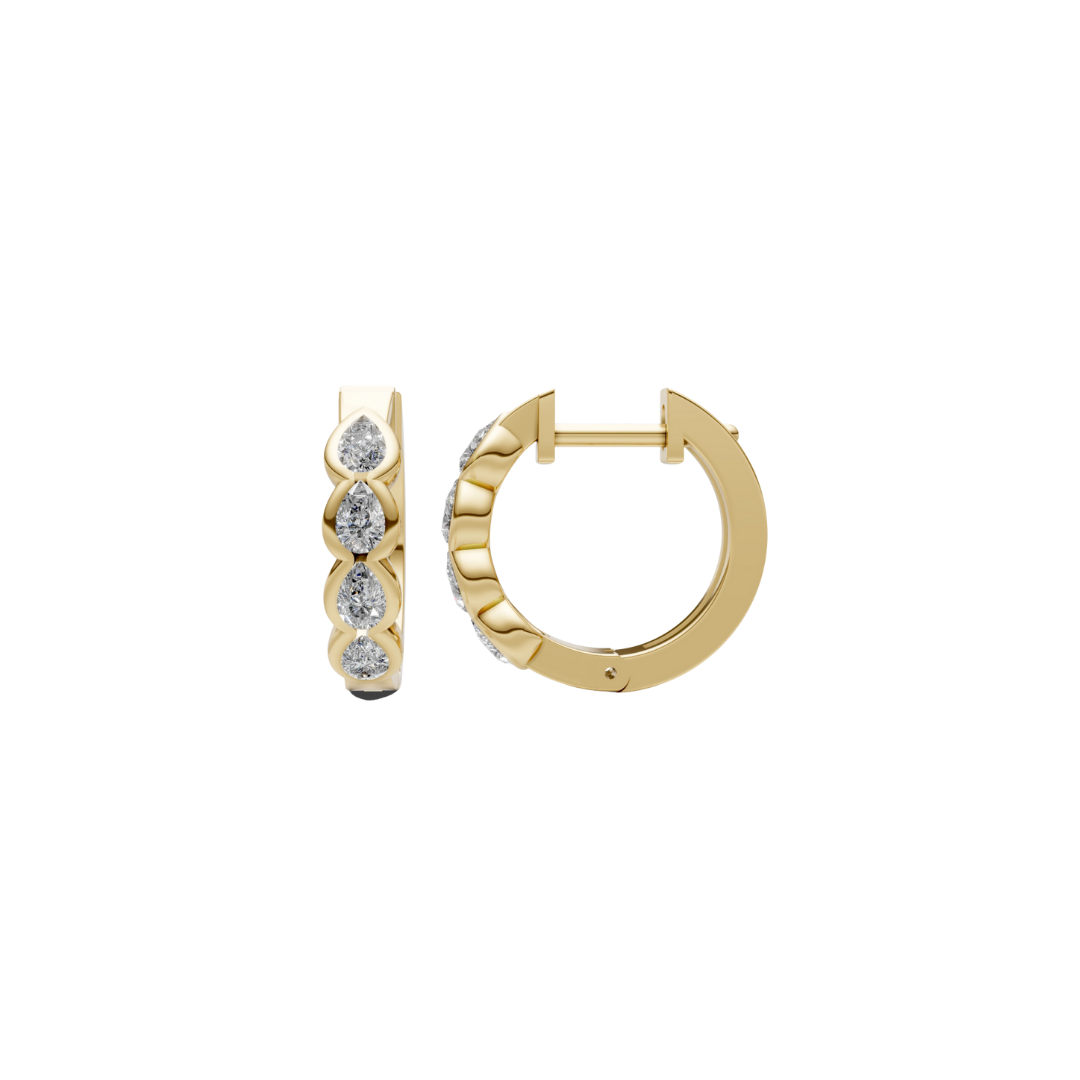 Half Bezel Pear-Cut Diamond Mini Hoops – Henri Noël