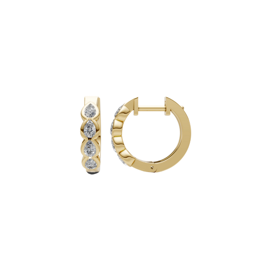 Half Bezel Pear-Cut Diamond Mini Hoops