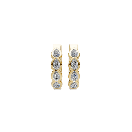 Half Bezel Pear-Cut Diamond Mini Hoops