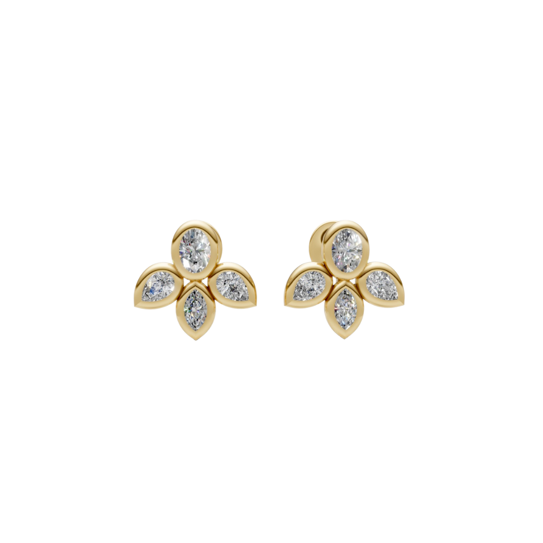 Oval and Pear Bezel Diamond Studs