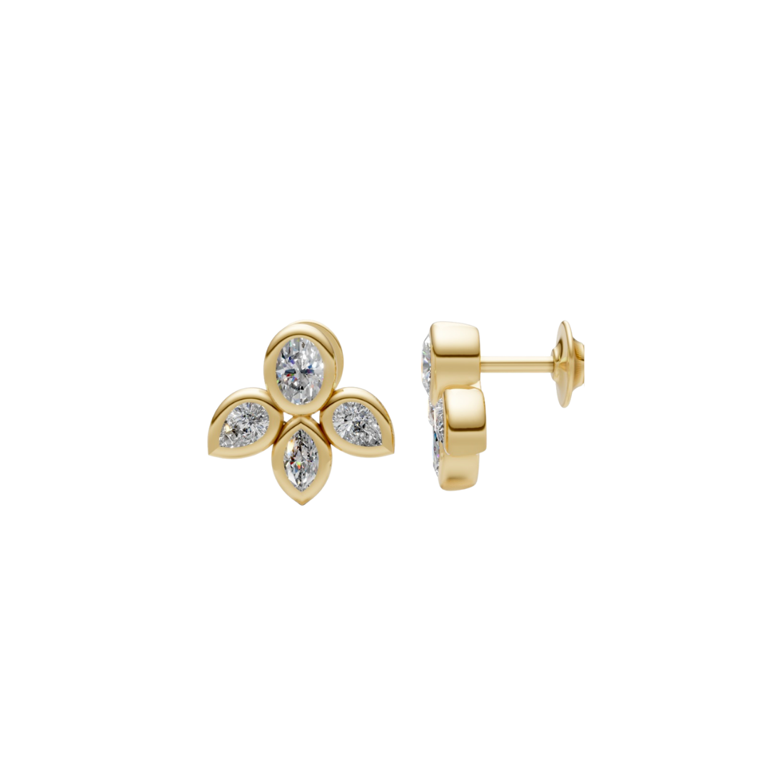 Oval and Pear Bezel Diamond Studs
