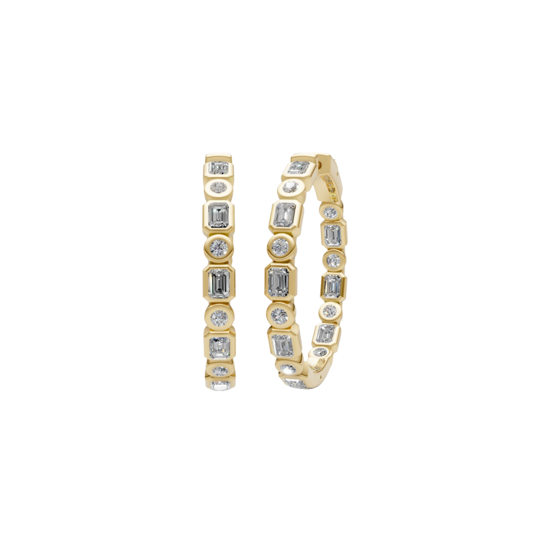 Diamond  Bezel Diamond Hoops