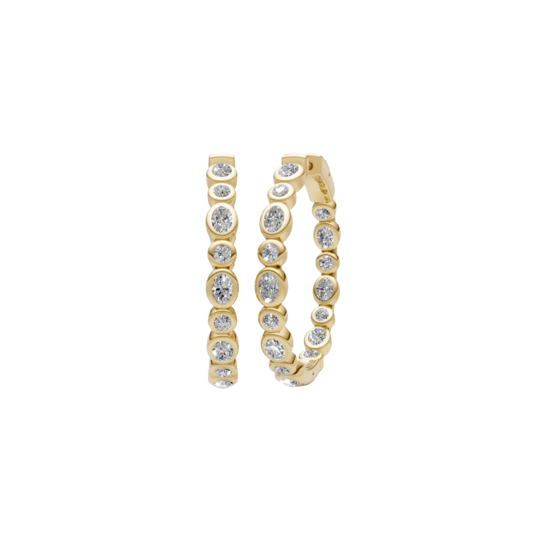 Diamond  Bezel Diamond Hoops