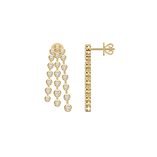 Bezel Diamond Chandelier Earrings