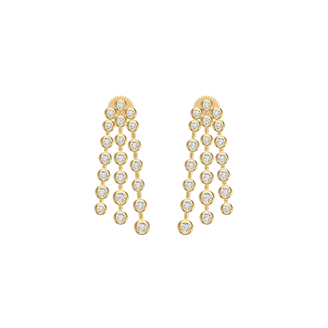 Bezel Diamond Chandelier Earrings