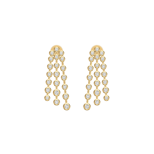 Bezel Diamond Chandelier Earrings