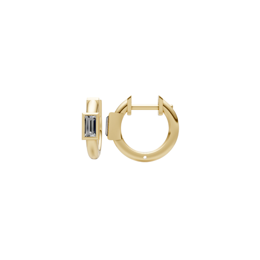 Bezel Baguette Diamond Mini Hoops
