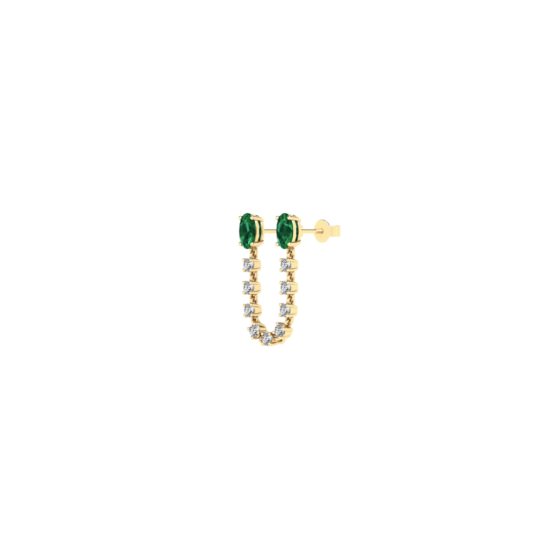 Emerald Oval Jump Rope Earrings