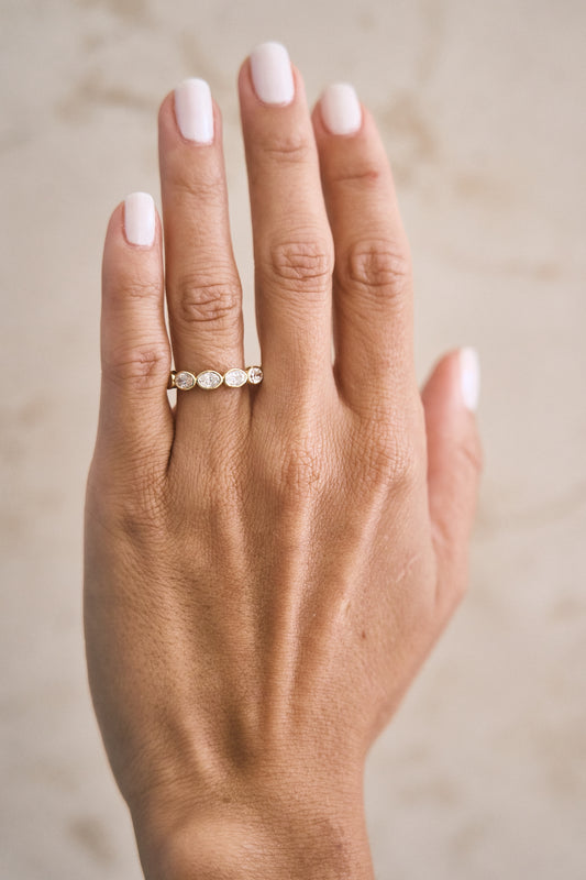 East West Bezel Diamond Oval Band – Henri Noël