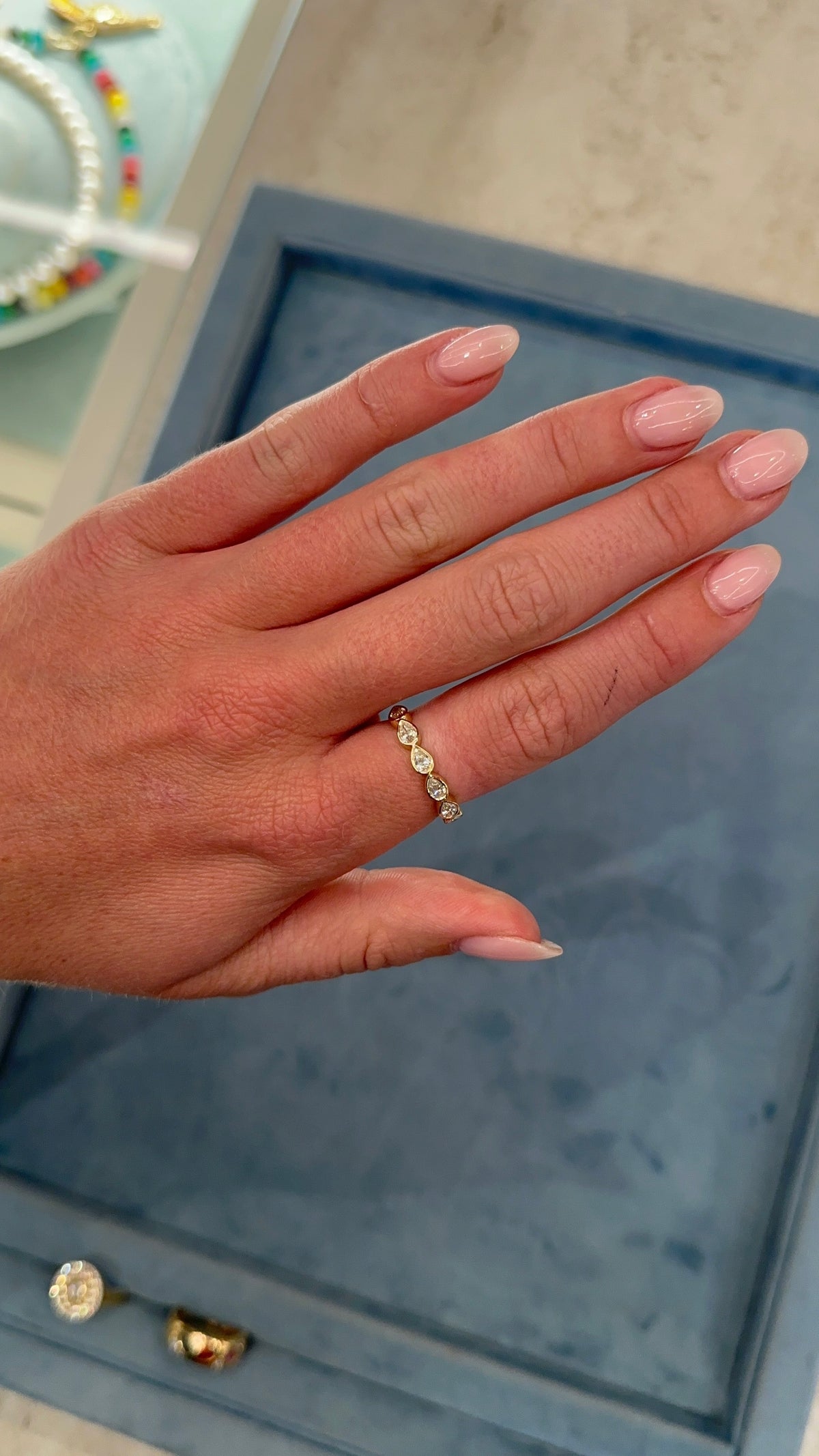 East West Pear Bezel Diamond Ring – Henri Noël