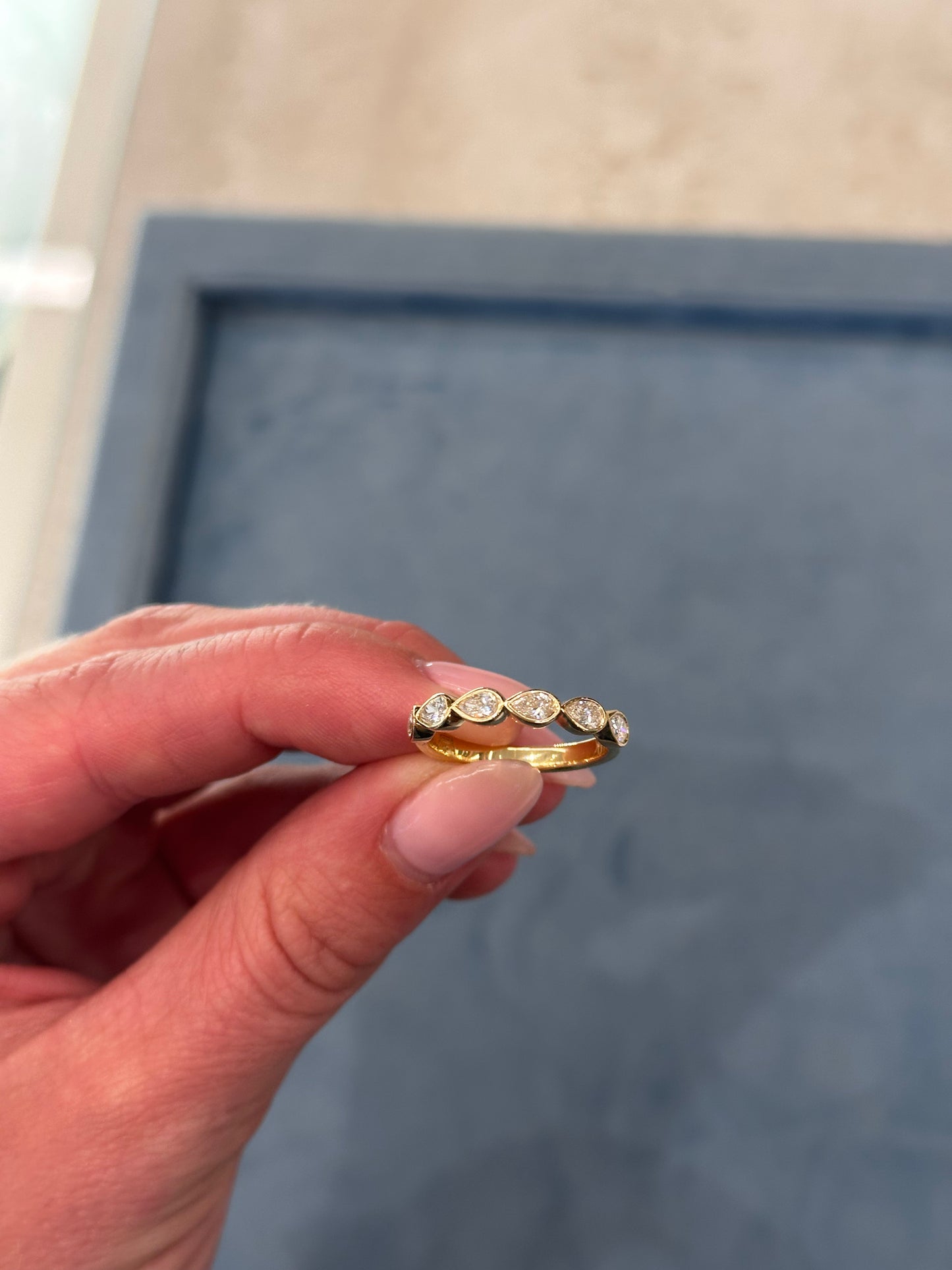 East West Pear Bezel Diamond Ring – Henri Noël
