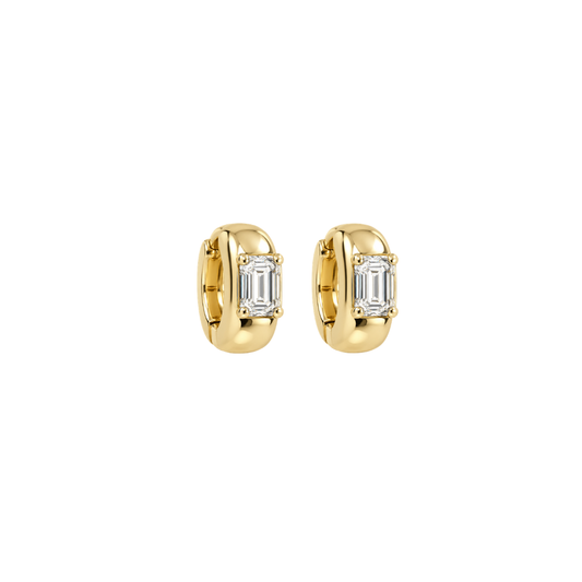 Emerald-Cut Diamond Dome Huggie Earrings – Henri Noël