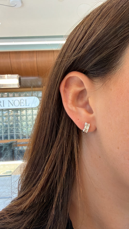 Emerald-Cut Diamond Huggie Hoop Earrings – Henri Noël