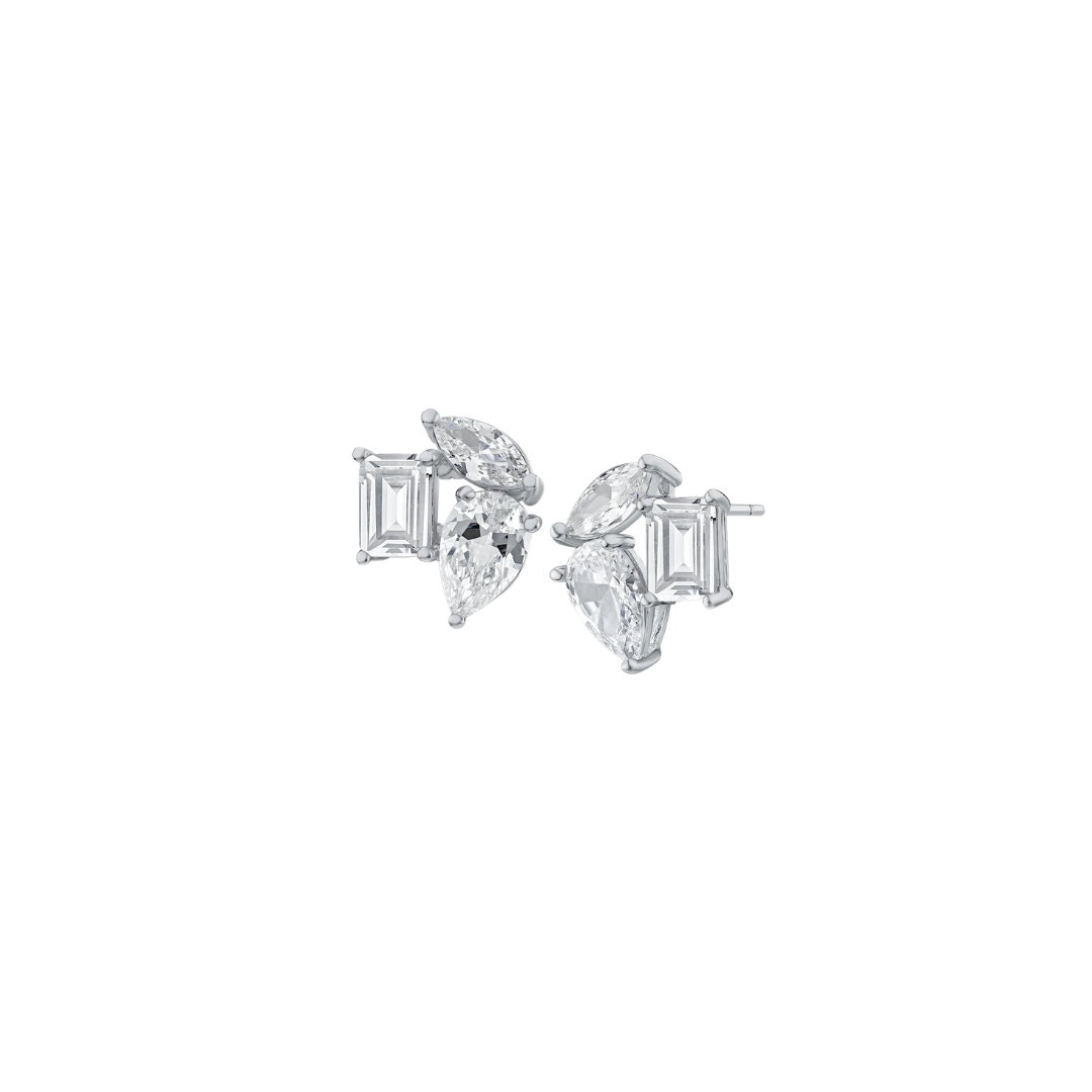 Small Fancy Shape Cluster Diamond Studs – Henri Noël