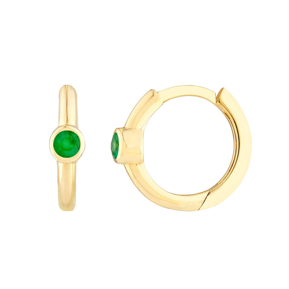 Emerald Bezel Huggies – Henri Noël