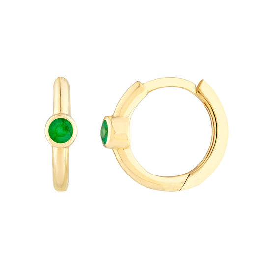 Emerald Bezel Huggies – Henri Noël