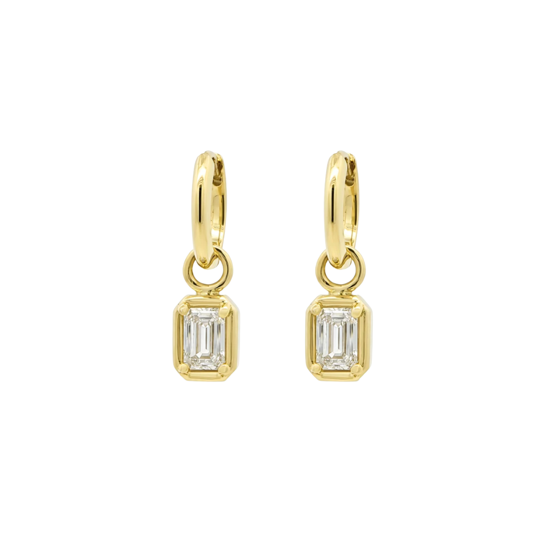Diamond Drop Huggie Hoop Earrings – Henri Noël