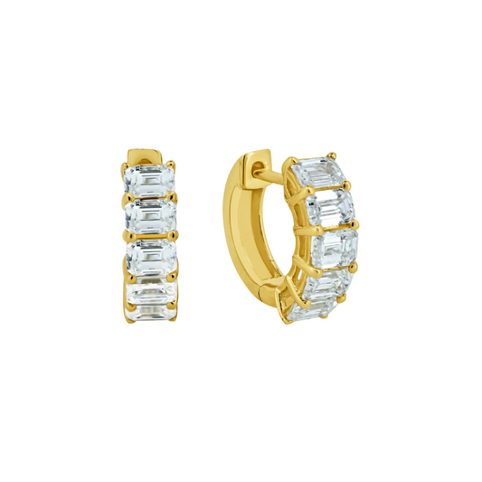 Emerald Cut Diamond Huggies – Henri Noël