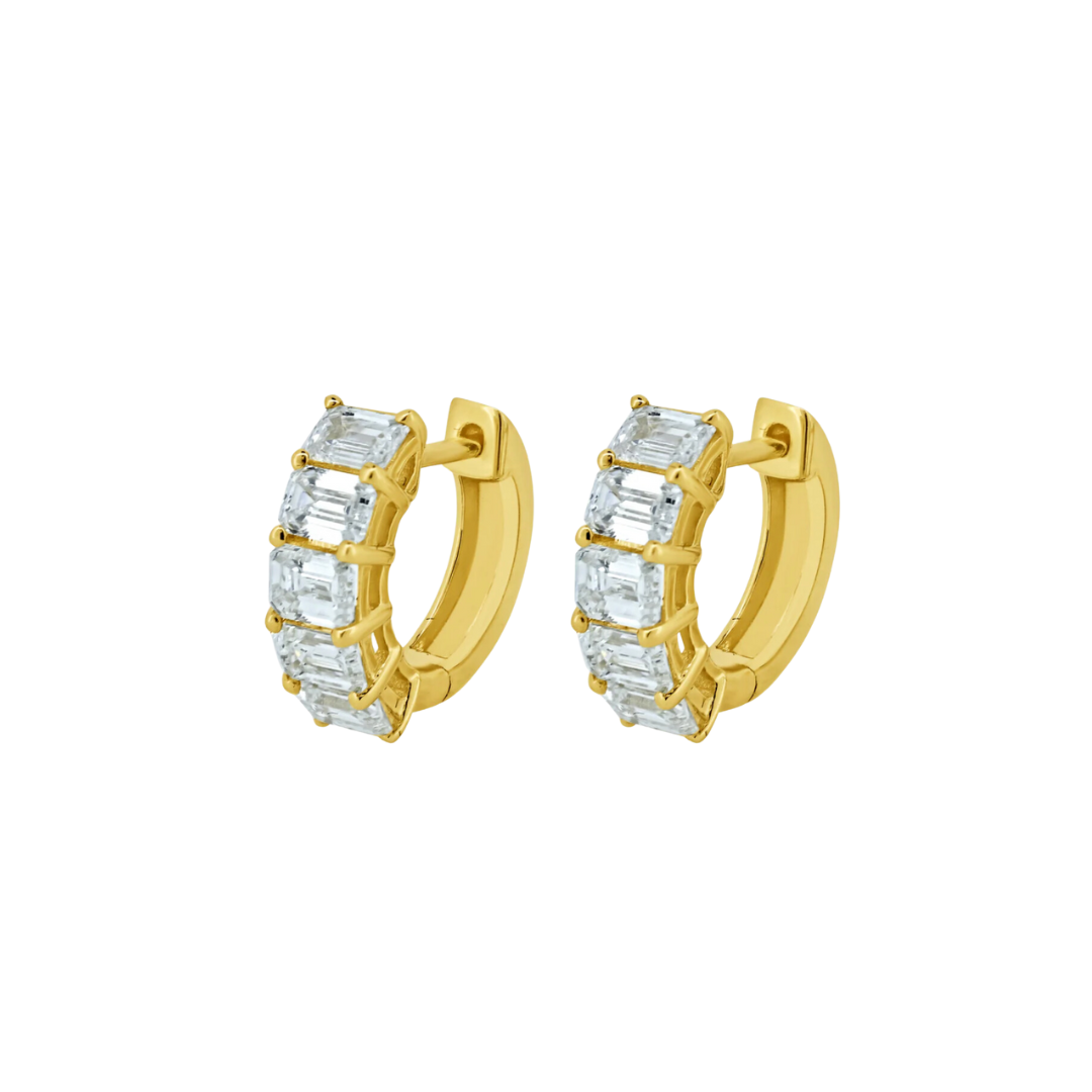 Emerald Cut Diamond Huggies – Henri Noël