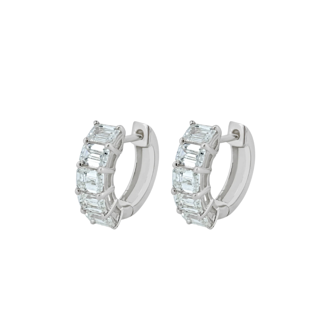 Emerald Cut Diamond Huggies – Henri Noël