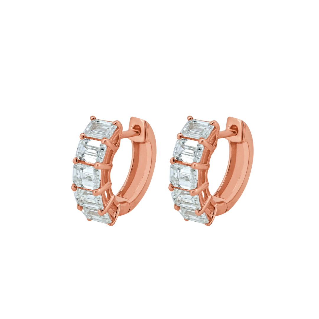 Emerald Cut Diamond Huggies – Henri Noël
