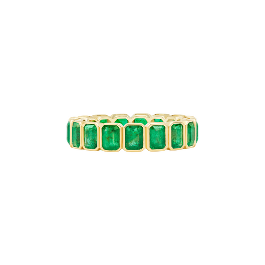 Emerald Cut Gemstone Bezel Eternity Band – Henri Noël