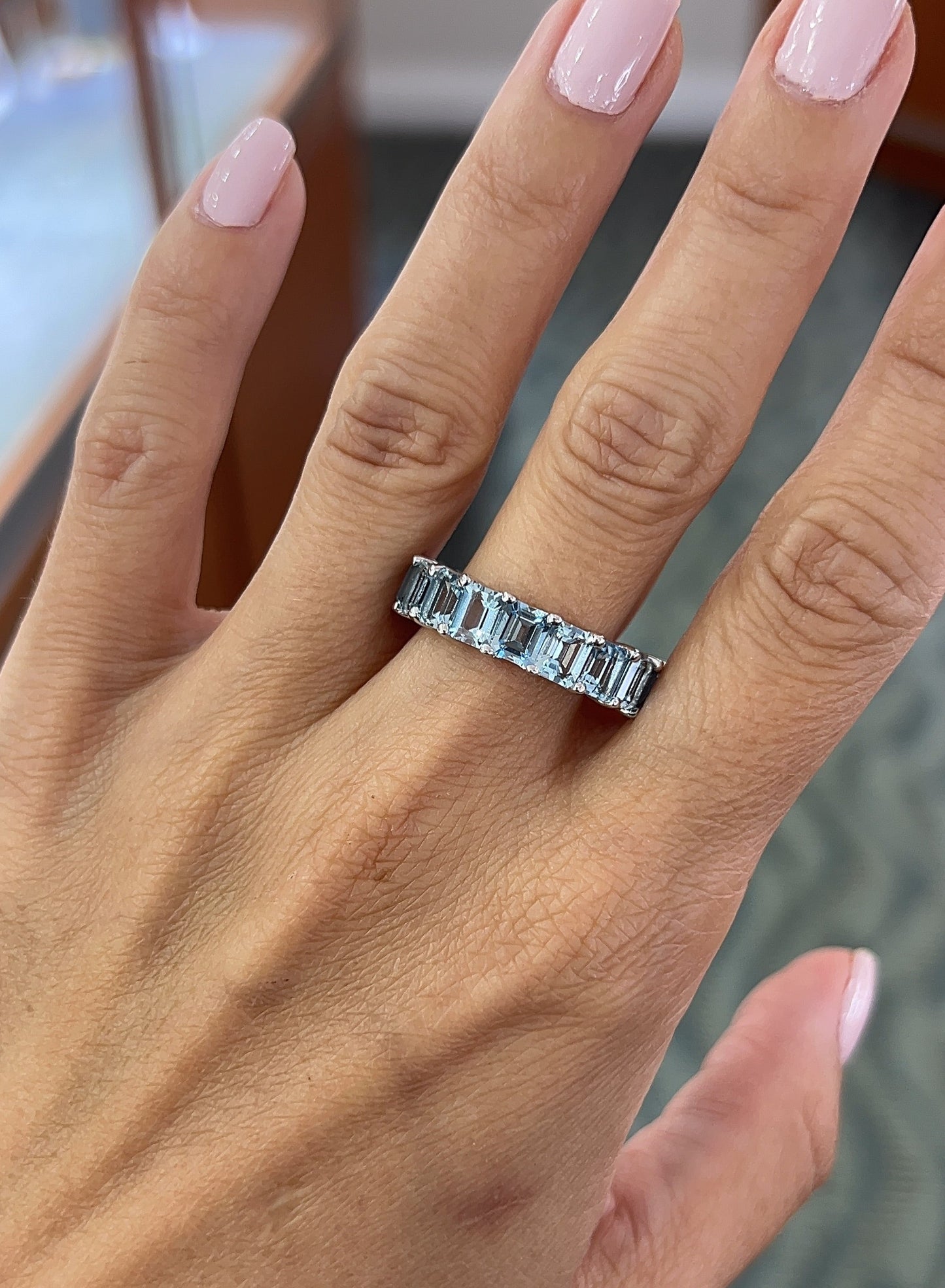Emerald Cut Gemstone Eternity Band – Henri Noël