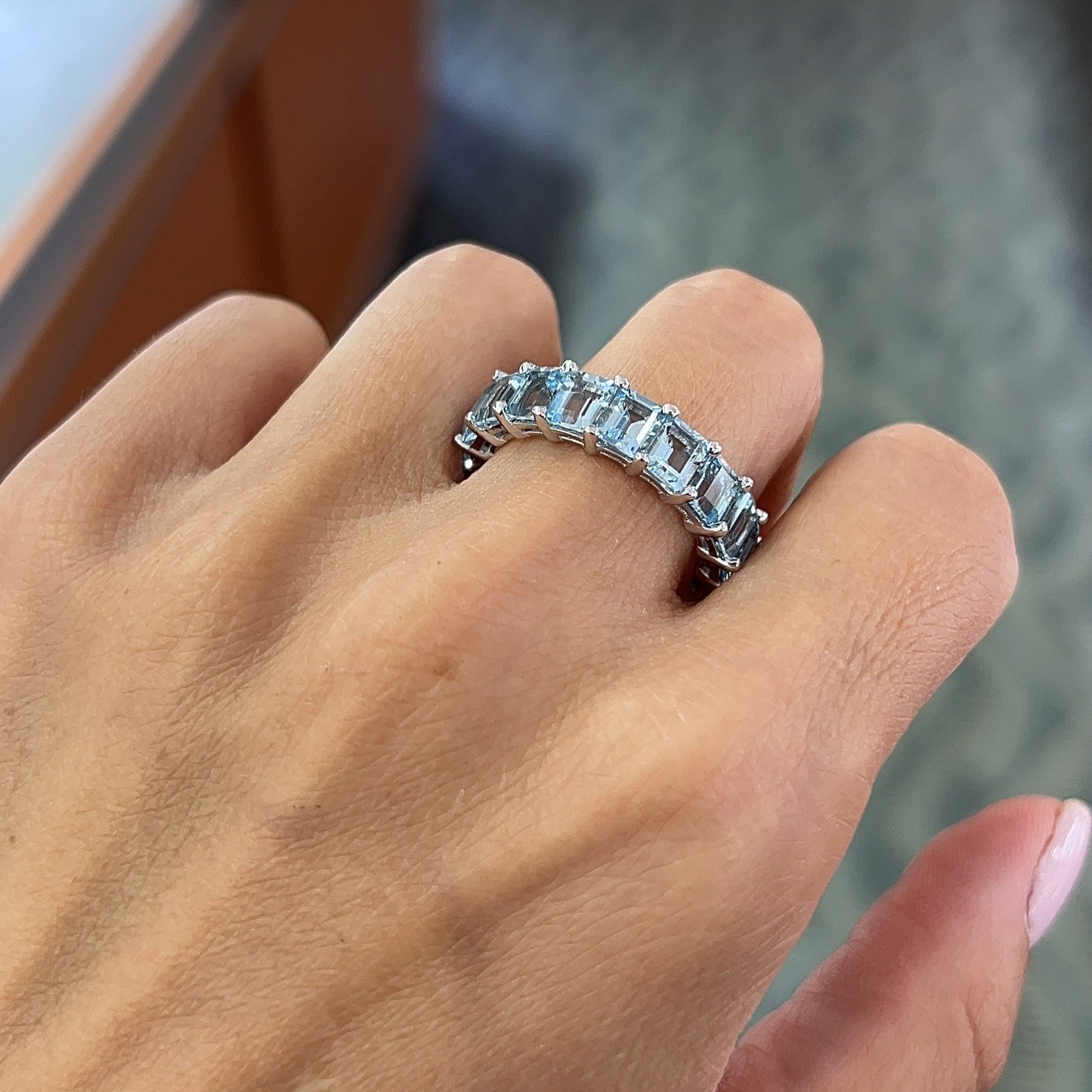 Emerald Cut Gemstone Eternity Band – Henri Noël