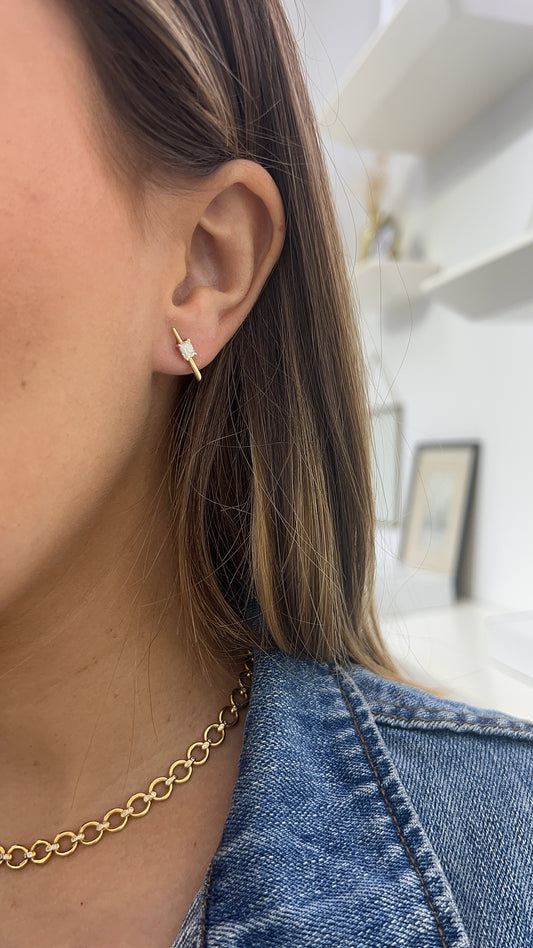 Emerald Diamond Bar Studs – Henri Noël