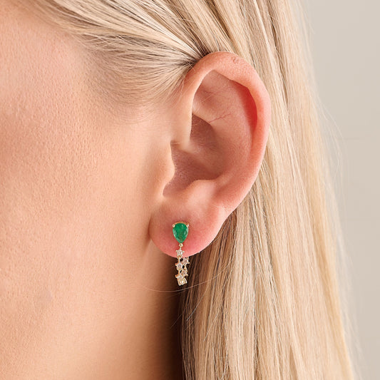 Emerald Pear with Diamond Drop Earring – Henri Noël