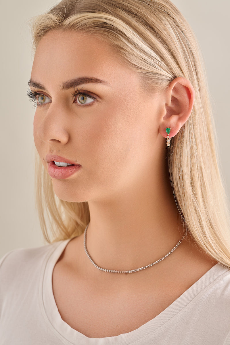 Emerald Pear with Diamond Drop Earring – Henri Noël