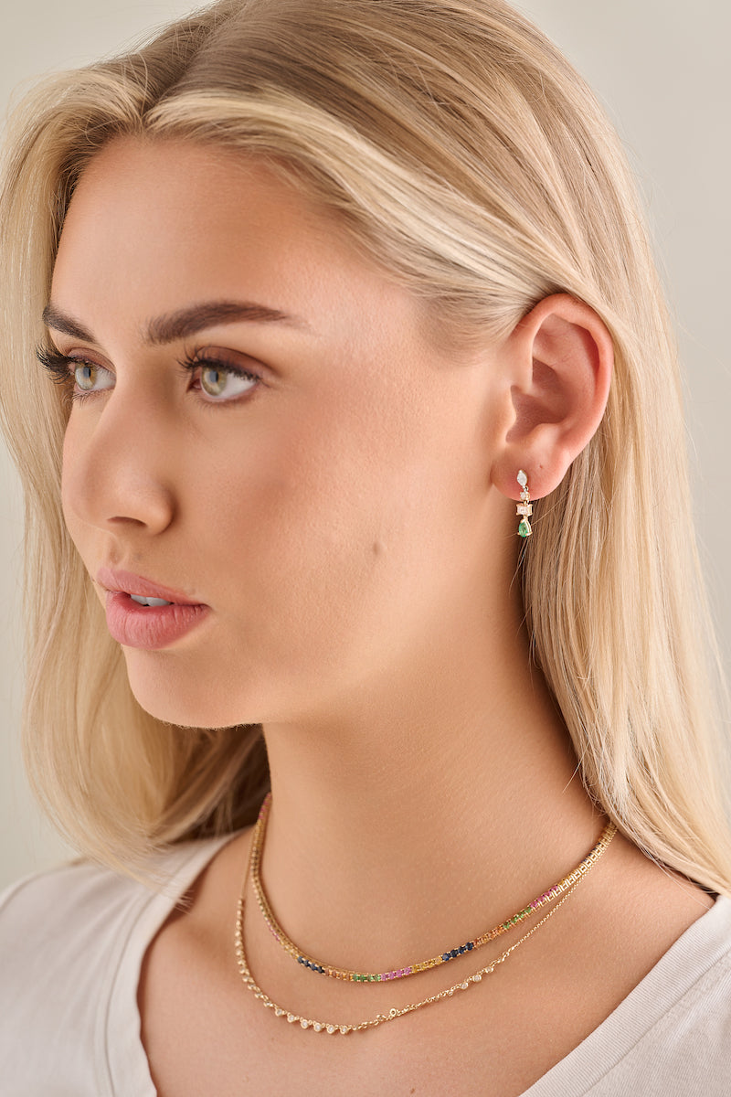 Emerald and Diamond Fancy Shape Drop Earrings – Henri Noël