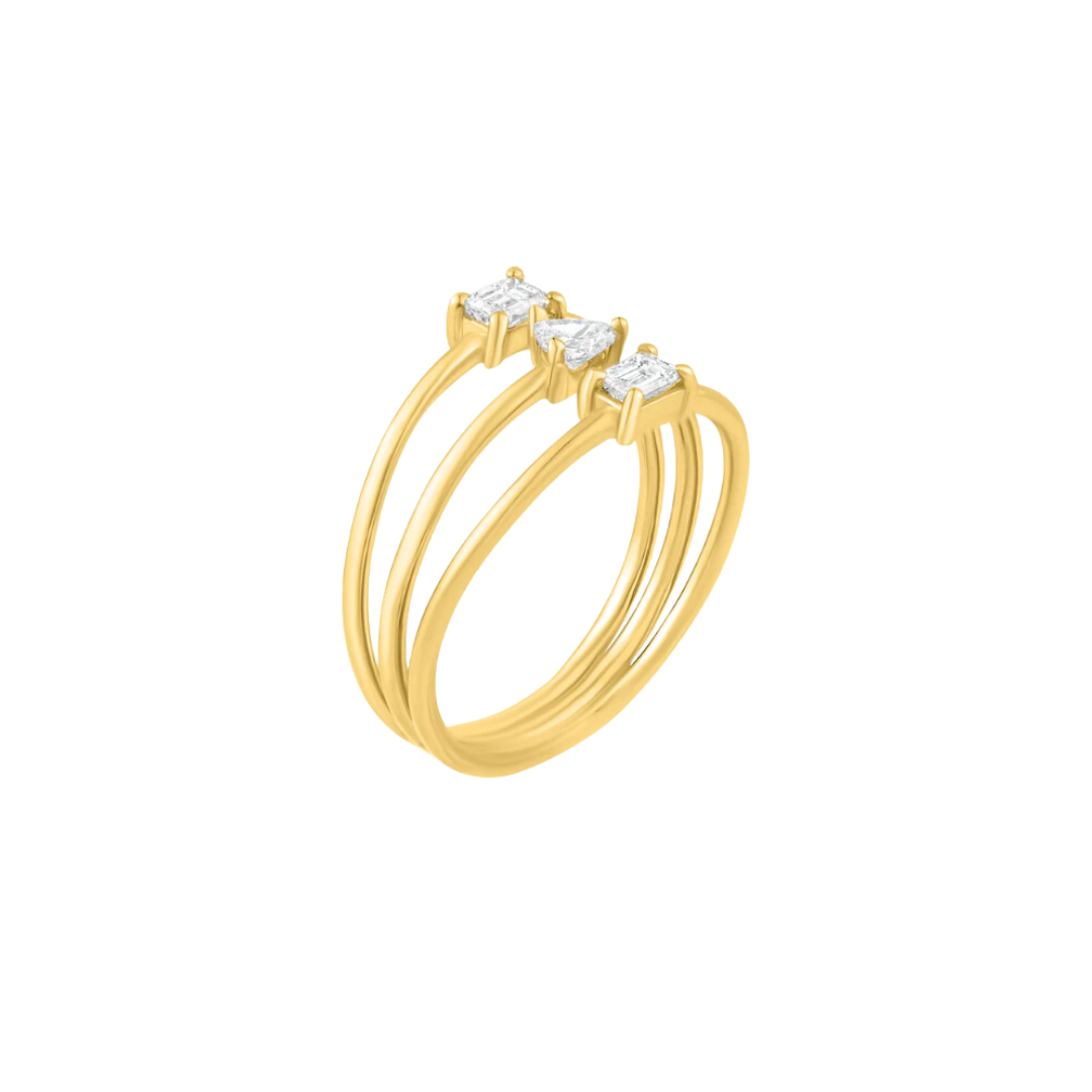 Emerald and Heart Diamond Triple Stacking Ring – Henri Noël