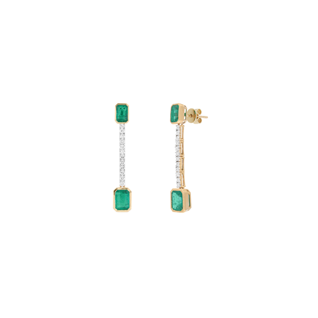Emerald and Diamond Drop Earrings