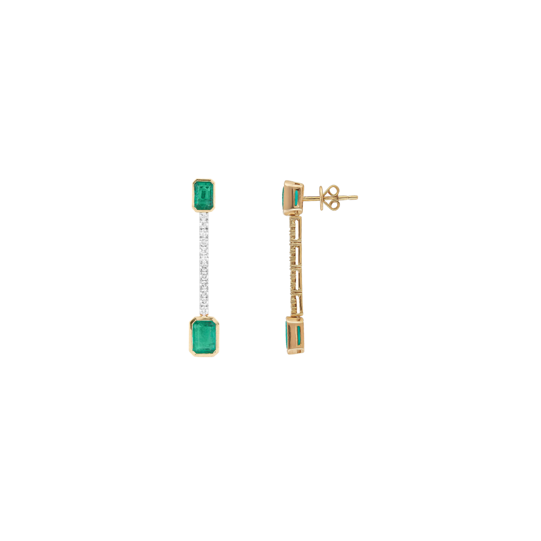 Emerald and Diamond Drop Earrings