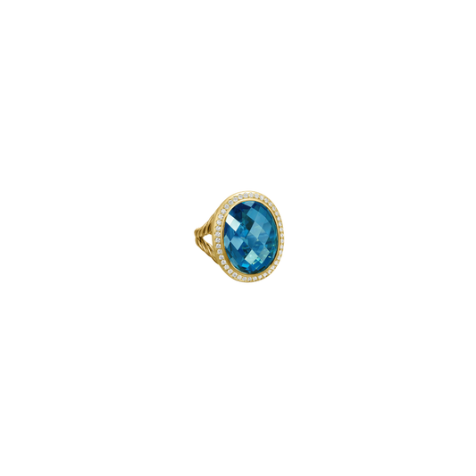 Estate David Yurman Albion Oval Ring- Blue Topaz
