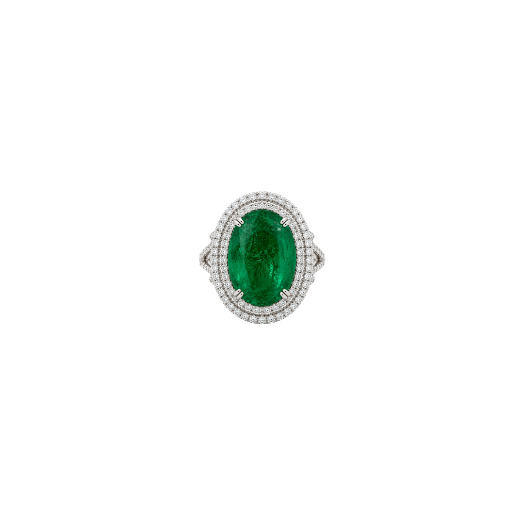 Estate Emerald and Diamond Chandelier Ring