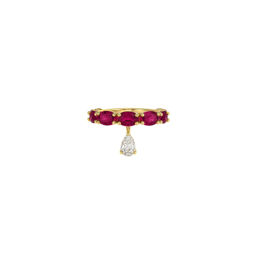 Estate Oval Ruby Ring with Pear Diamond Drop – Henri Noël