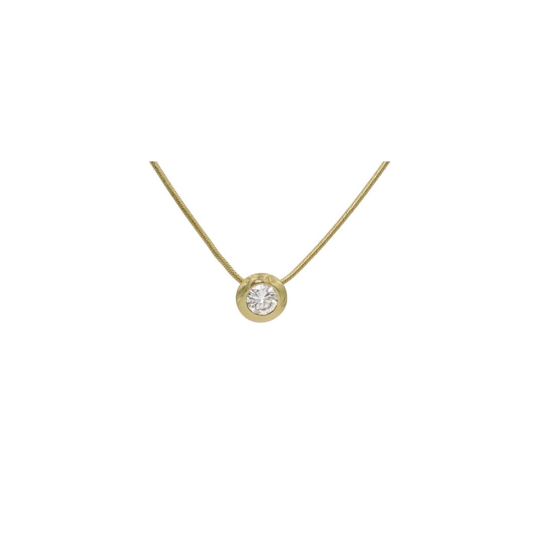 Estate Thick Bezel Diamond Solitaire Pendant