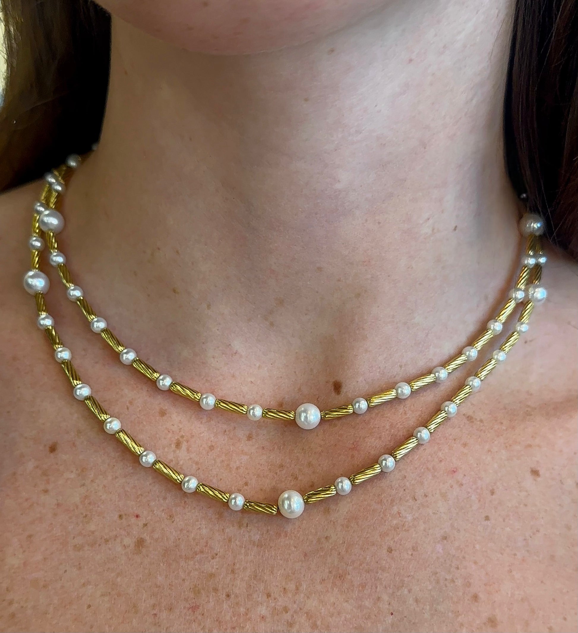 Estate David Yurman Pearl & Gold Bar Necklace – Henri Noël