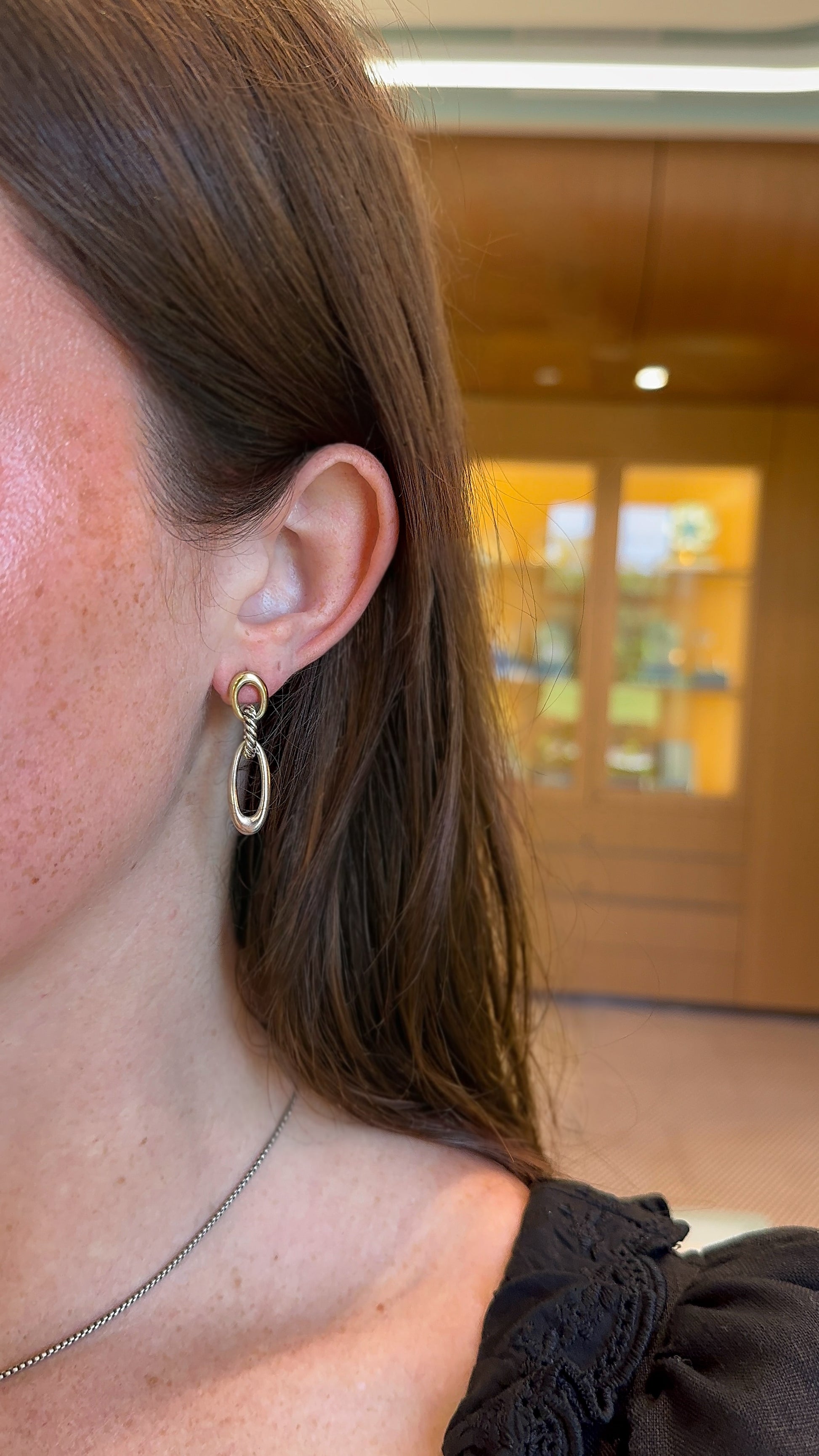 Estate David Yurman Two Tone Oval Link Drop Earrings – Henri Noël