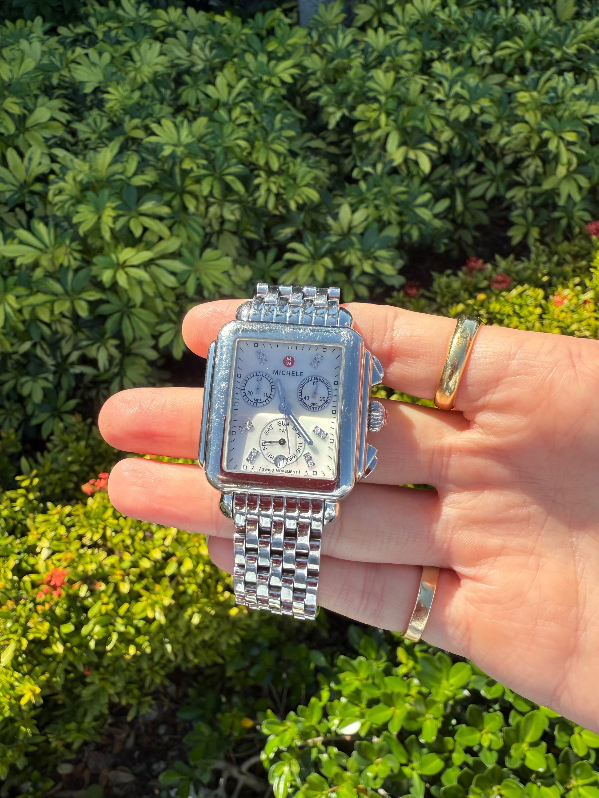 Estate Michele Deco Diamond Stainless Steel Watch – Henri Noël