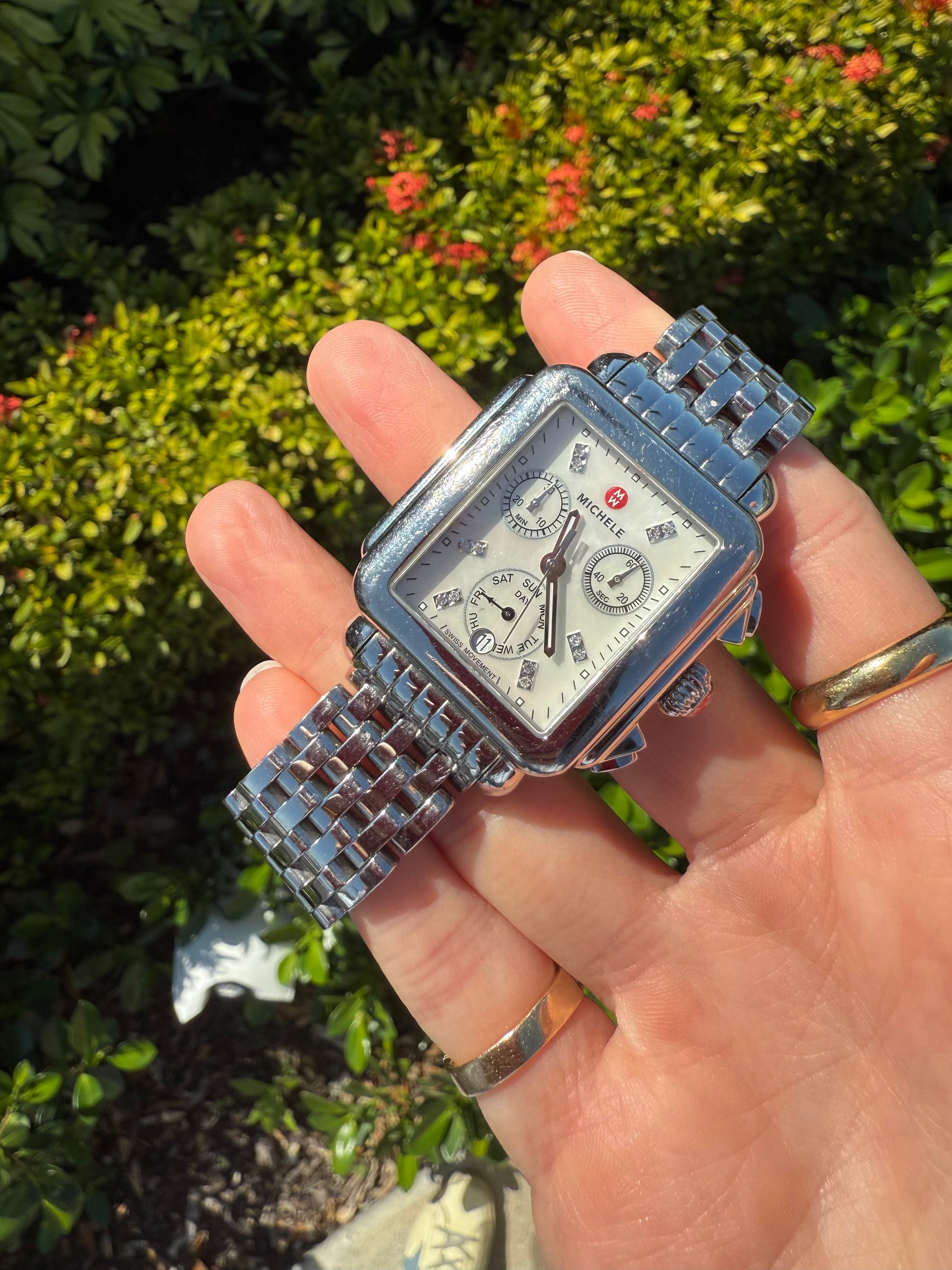 Estate Michele Deco Diamond Stainless Steel Watch – Henri Noël