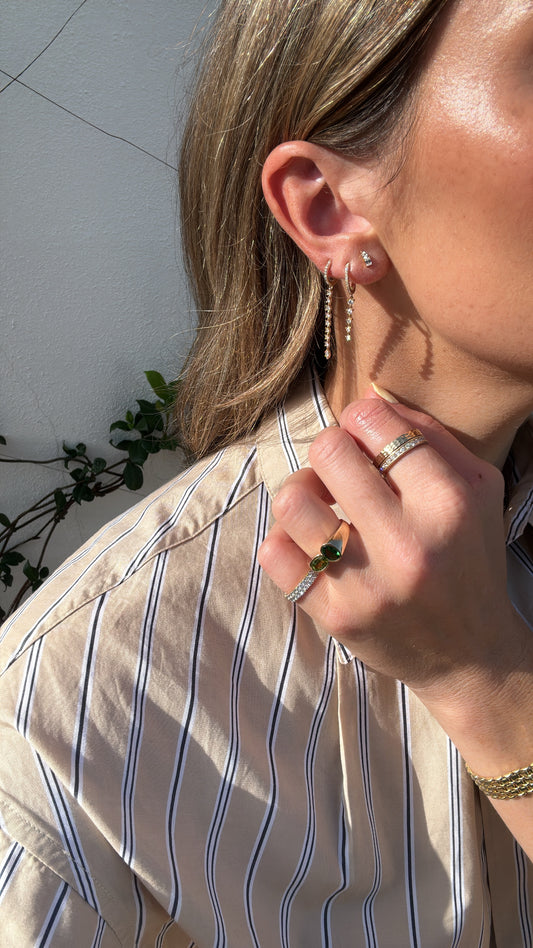 Emerald & Pear Diamond Studs