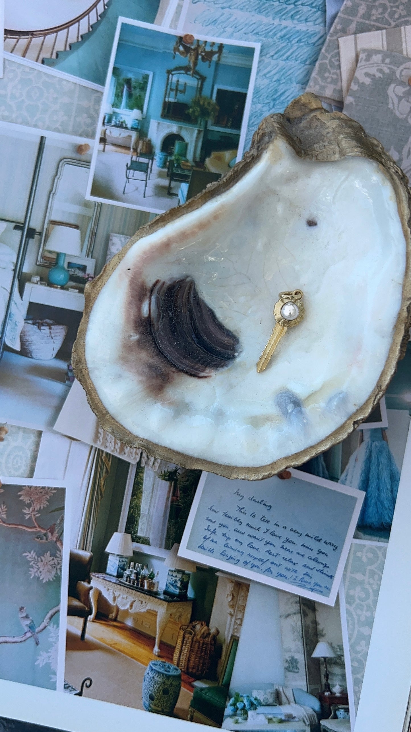Pearl Scalloped Key Pendant